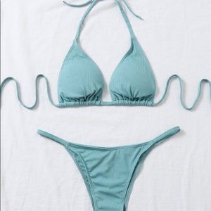 NEW Rib Triangle Thong Bikini Swimsuit